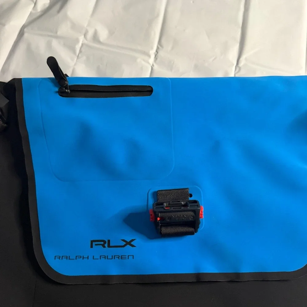RLX Ralph Lauren Mens Messenger Bag Blue Black Water-Resistant Techwear Light